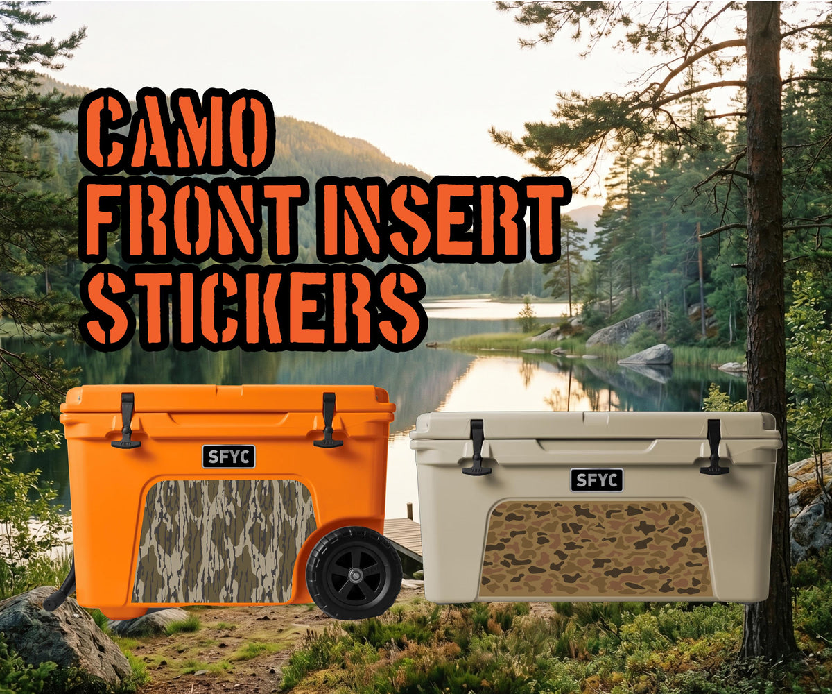 Camo YETI Cooler Front Insert Decal: Pick Your Camo + Custom Wording, See an Instant Proof