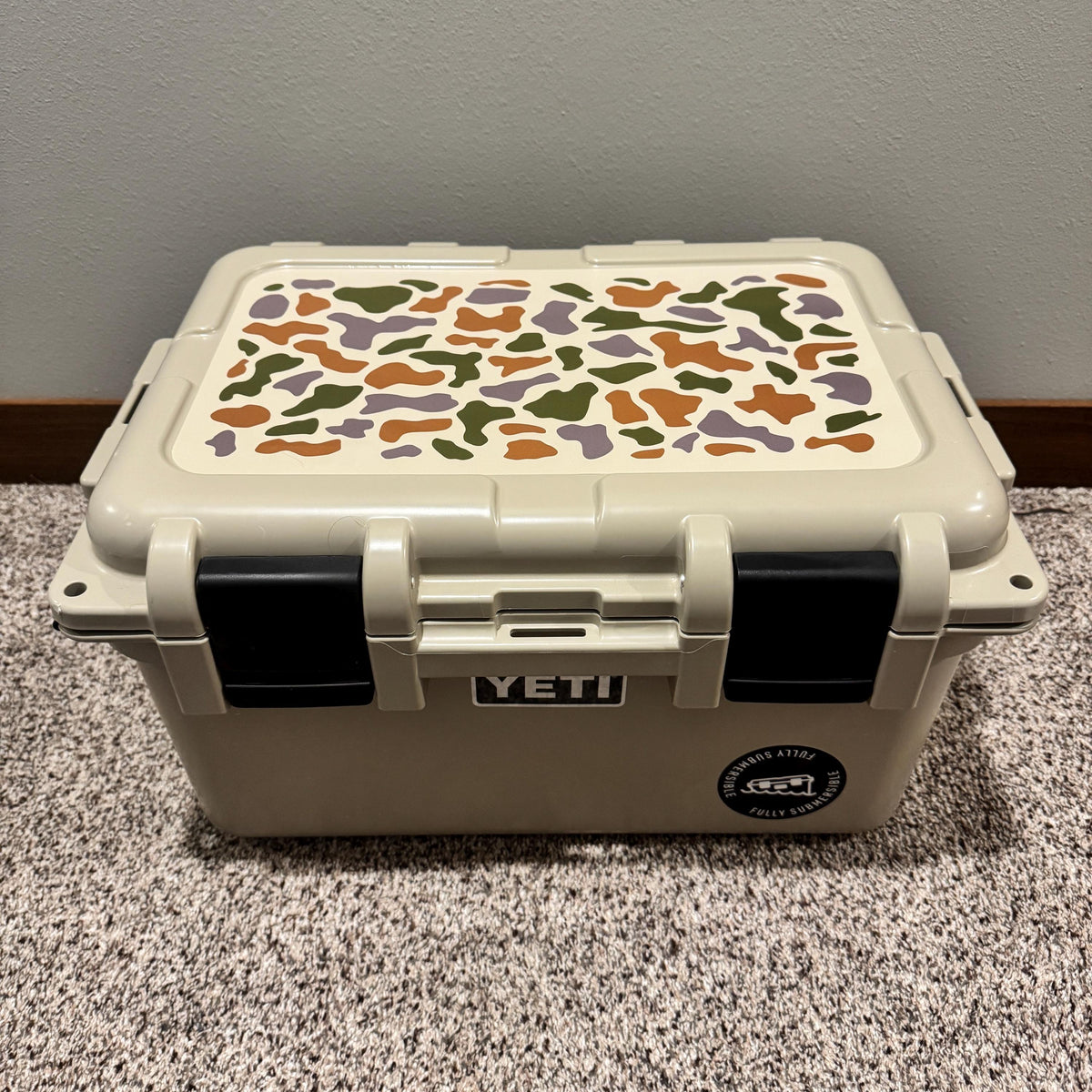 Camo YETI Go Box Lid Decal: Pick Your Camo + Custom Wording, See an Instant Proof