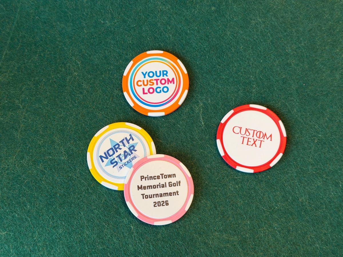 Custom UV Printed Poker Chips – Full Color Logo, Photo, Text (Groomsmen Gifts)