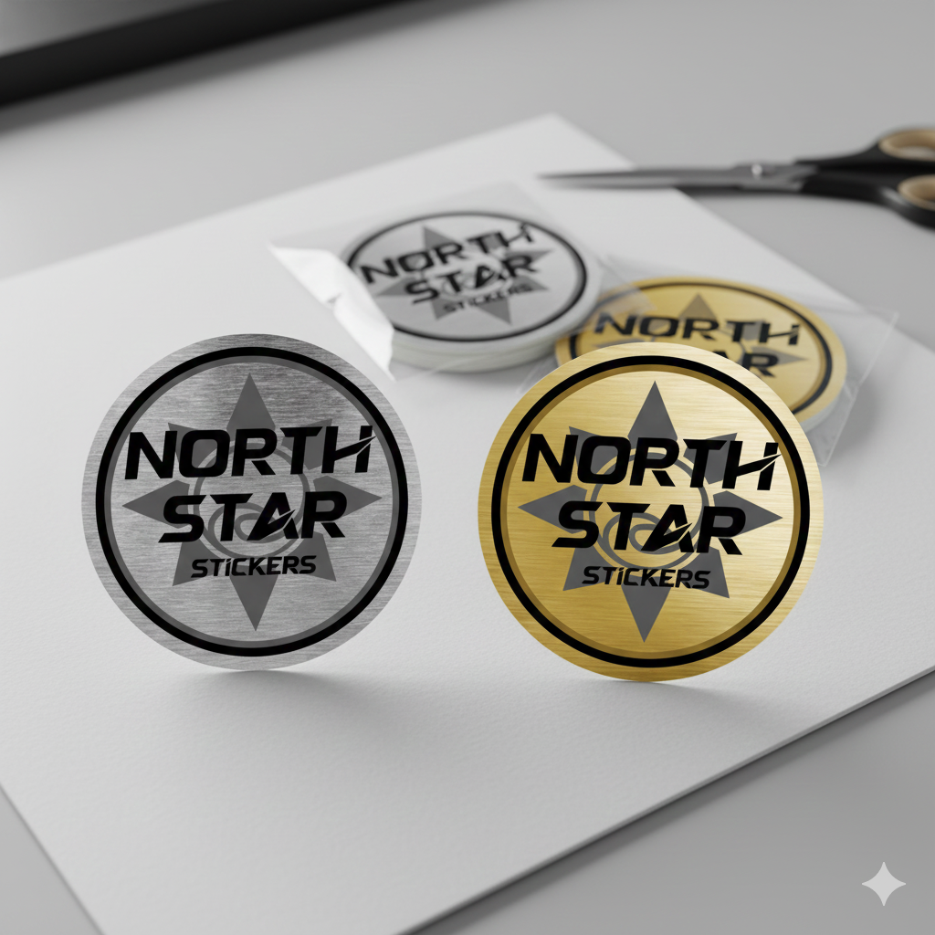 Brushed Metallic Stickers, Gold and Silver