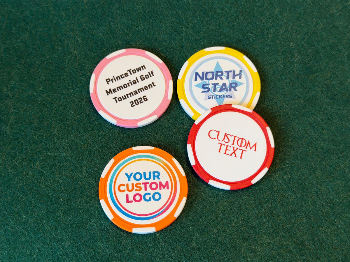 Custom UV Printed Poker Chips – Full Color Logo, Photo, Text (Groomsmen Gifts)