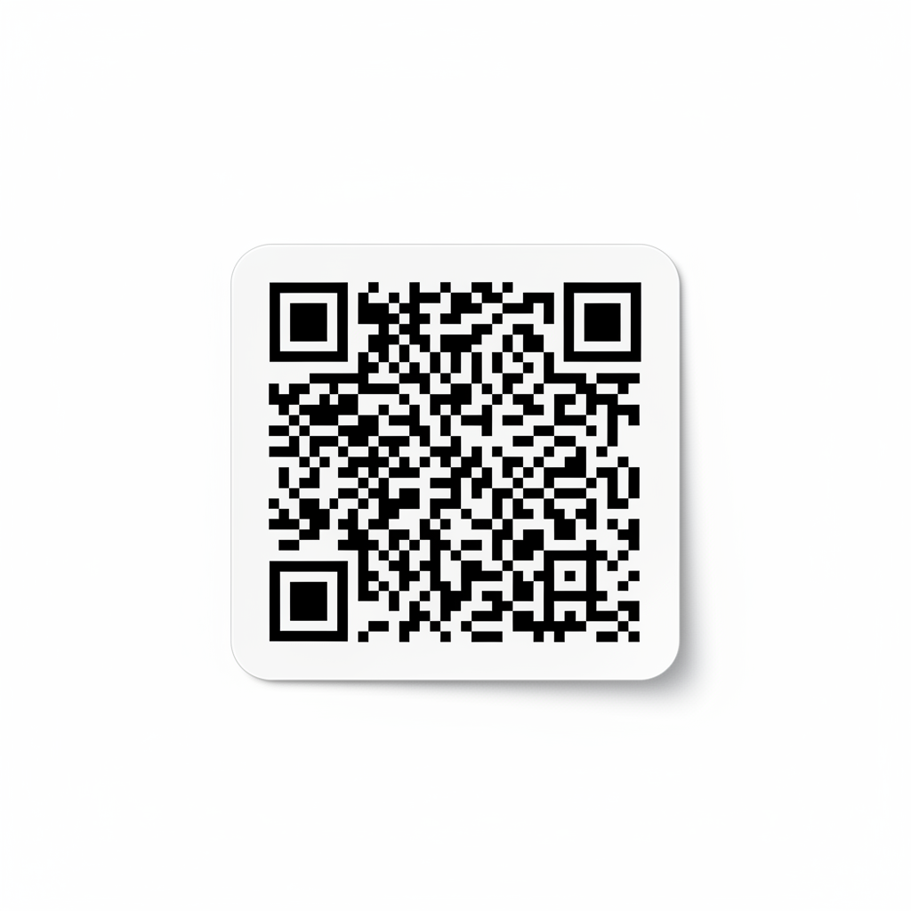 create a qr code sticker listing picture. white background