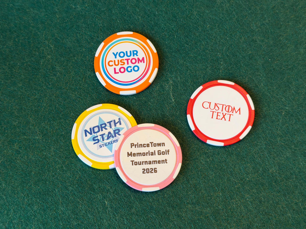 Custom UV Printed Poker Chips – Full Color Logo, Photo, Text (Groomsmen Gifts)
